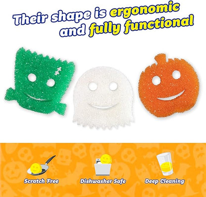 Halloween Non Scratch Multi-Use Scrubbing Cleaning Sponges (👻Set of 3 pcs 👻)